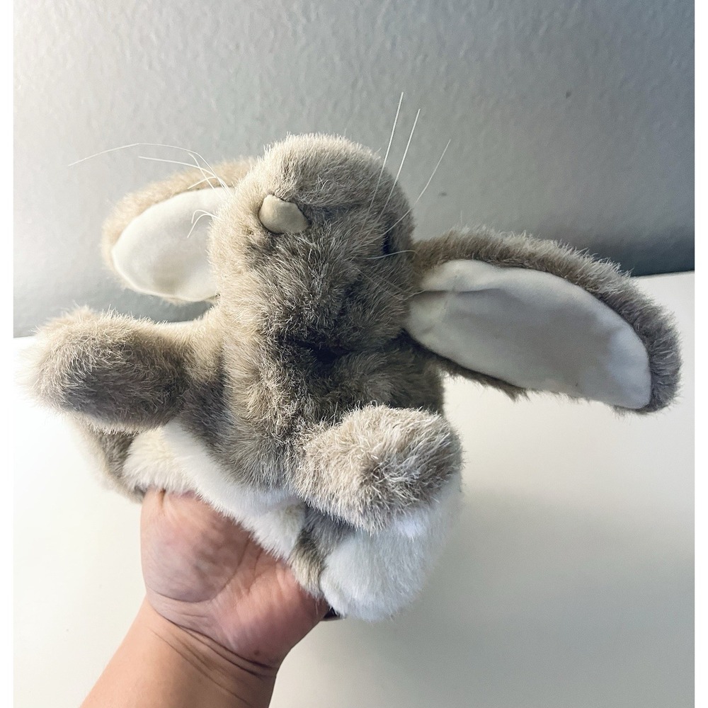 Folkmanis Hand Puppet 10" Rabbit Realistic Bunny Rabbit Plush Brown White‎
